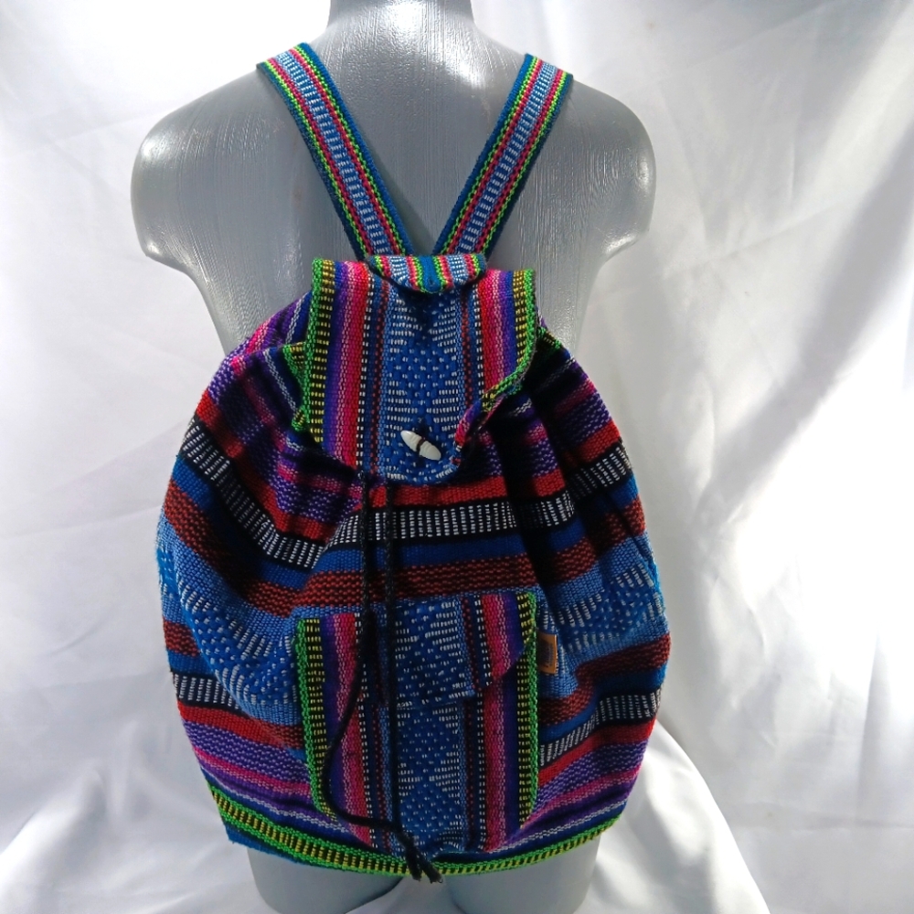 PINZON BACKPACK WOVEN MULTICOLORED SIZE MEDIUM SOUTHWEST BOHO HIPPIE NEW NO TAGS